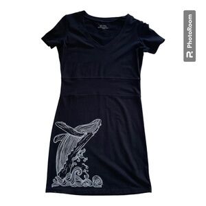 Casual black tee dress, v-neck from OMDL Coastal, Small